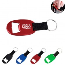Oval Aluminum Bottle Opener with Key Ring